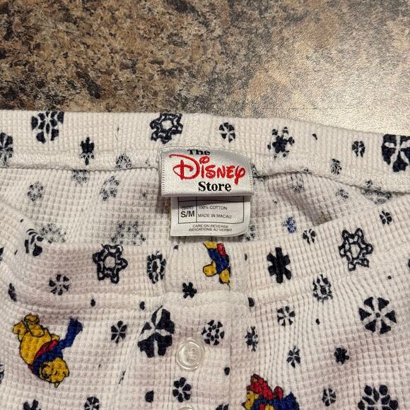 Vintage Disney Pants Winnie The Pooh Snowflake Cottage Y2K 90s Thermal Small - Picture 2 of 5